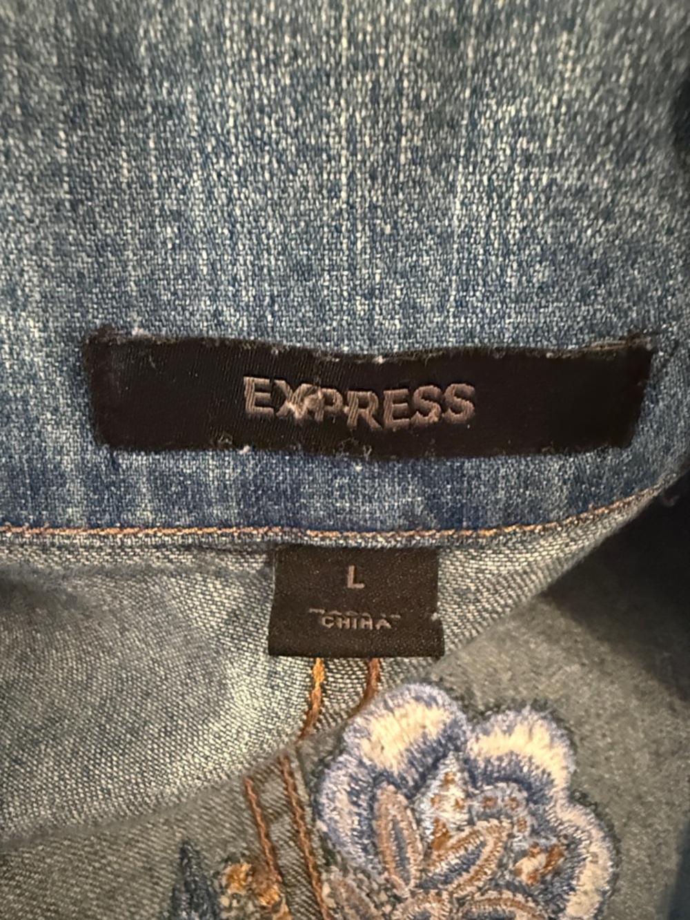 Express Light Blue Denim Blazer Jacket - Picture 2 of 3